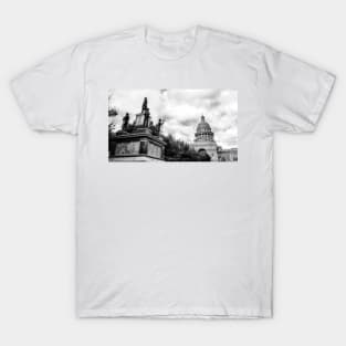 Austin - Capital Of Texas -  Black and White T-Shirt